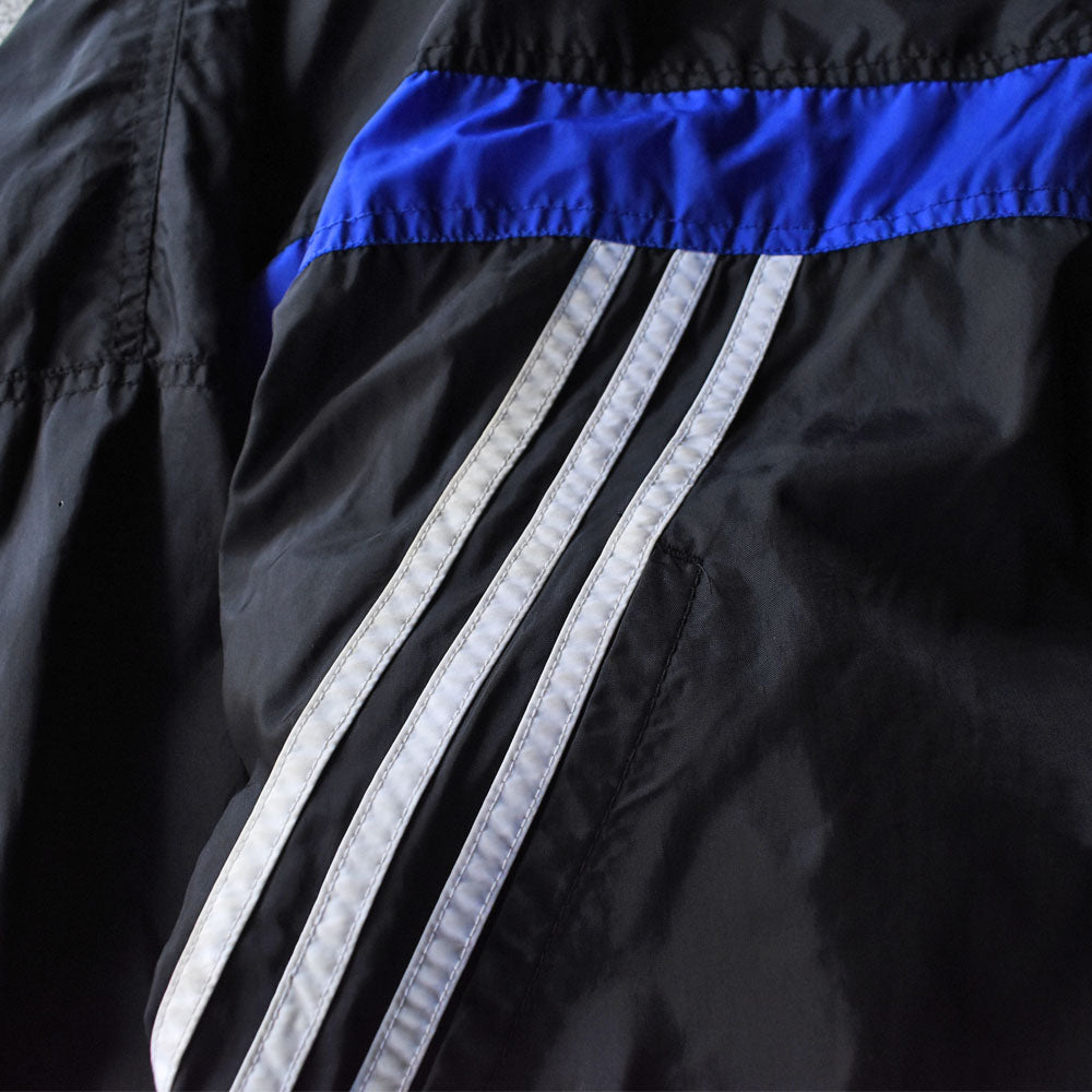 90’s adidas ナイロン トラックジャケット ブラック×エレクトリックブルー 251010H