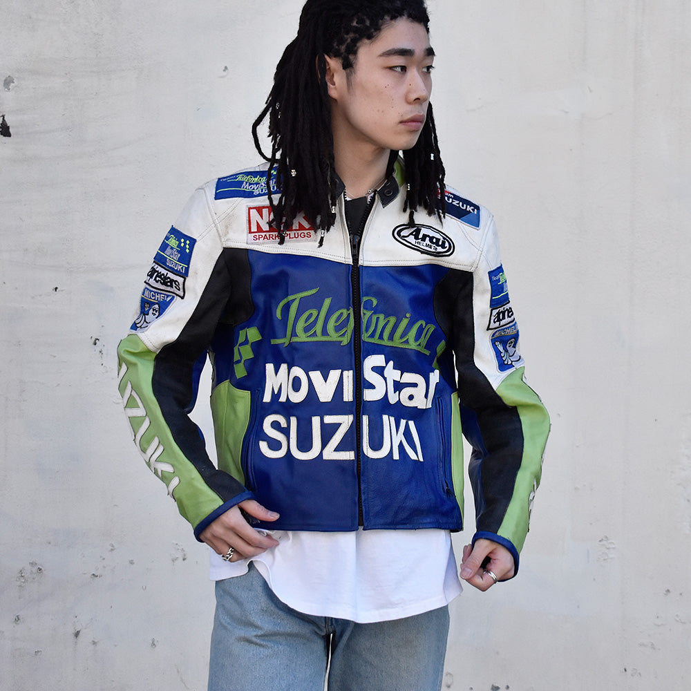 90's SUZUKI×MICHELIN レザーレーシングジャケット 240127H