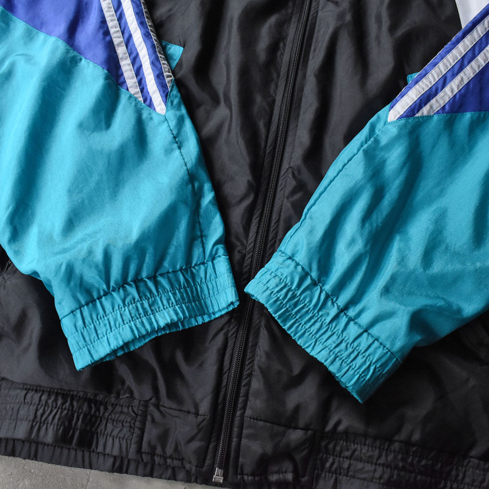 90’s adidas ナイロン トラックジャケット ブラック×ネオングリーン 251010H