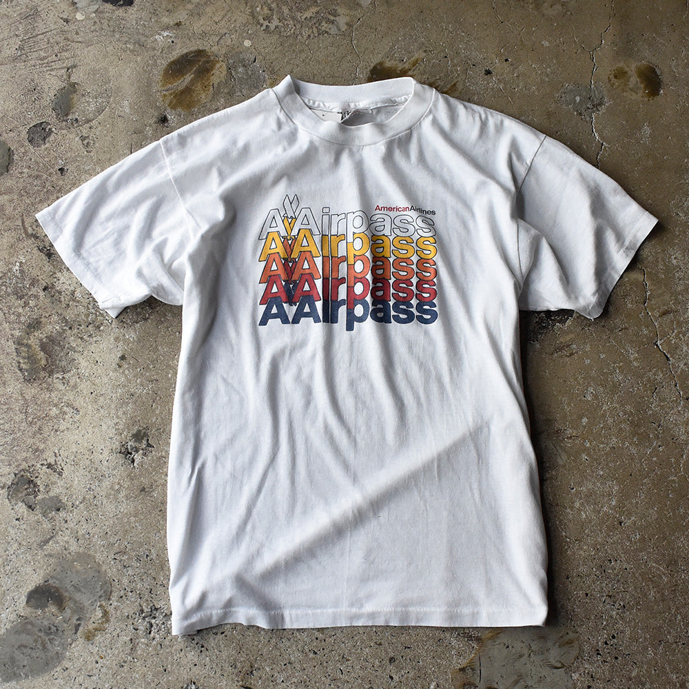 80's “American Airlines” 5段プリント Tシャツ USA製 250809H