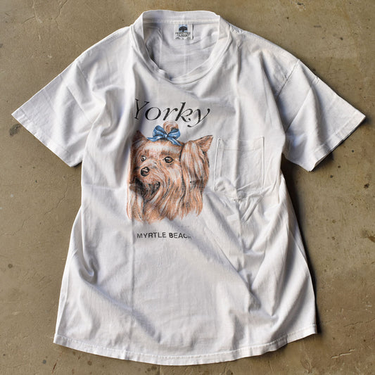 90’s “YORKY” ポケット付き! DOG アニマルプリントTシャツ USA製 230921H