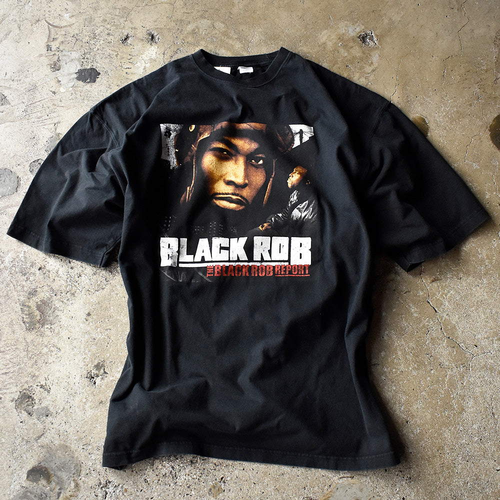 Y2K Black Rob “BLACK ROB / THE BLACK ROB REPORT” Rap ロック Tシャツ 240802H