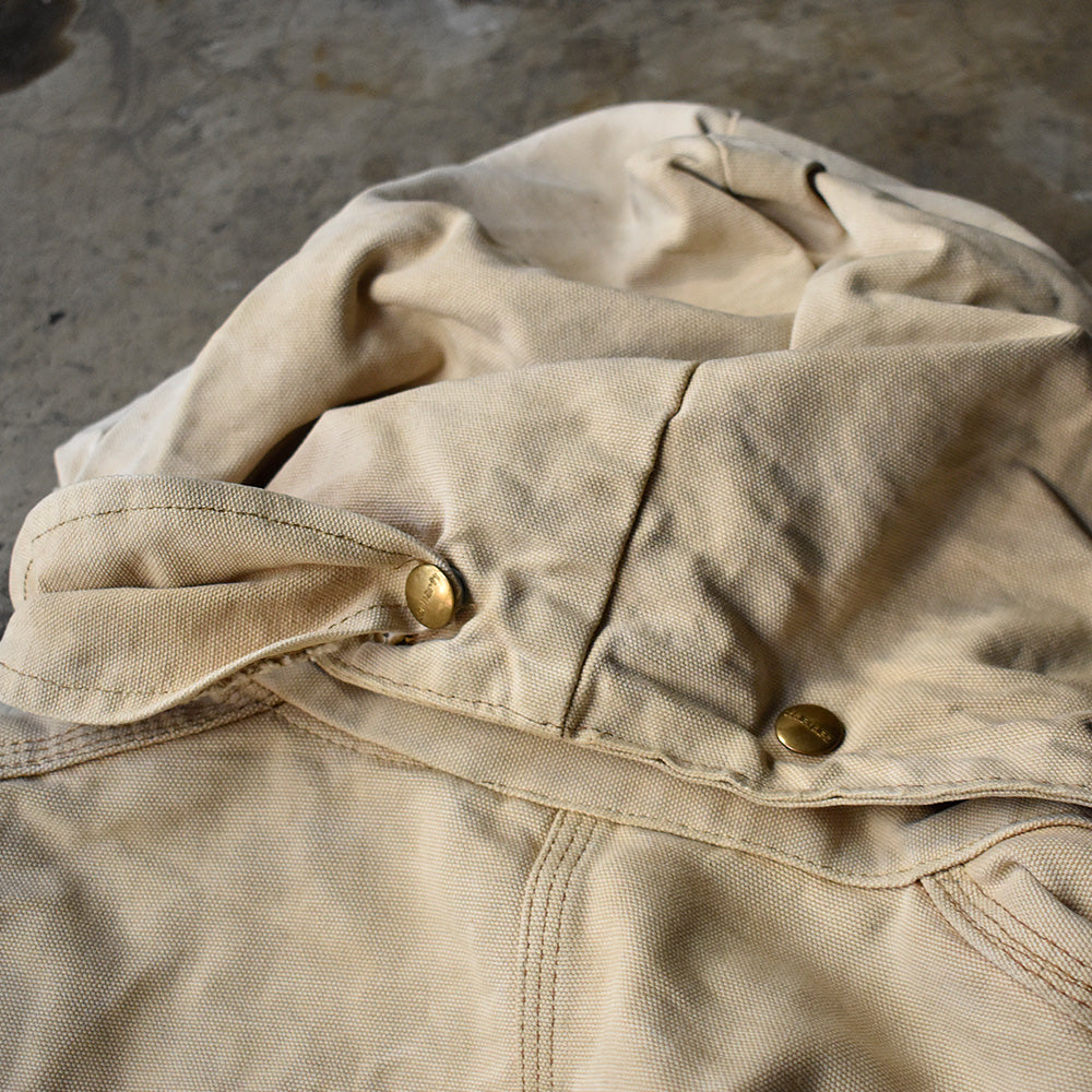 80's 100yearsタグフード付き! ダメージ! Carhartt ダック チョアコート キルティングライナー 240107H