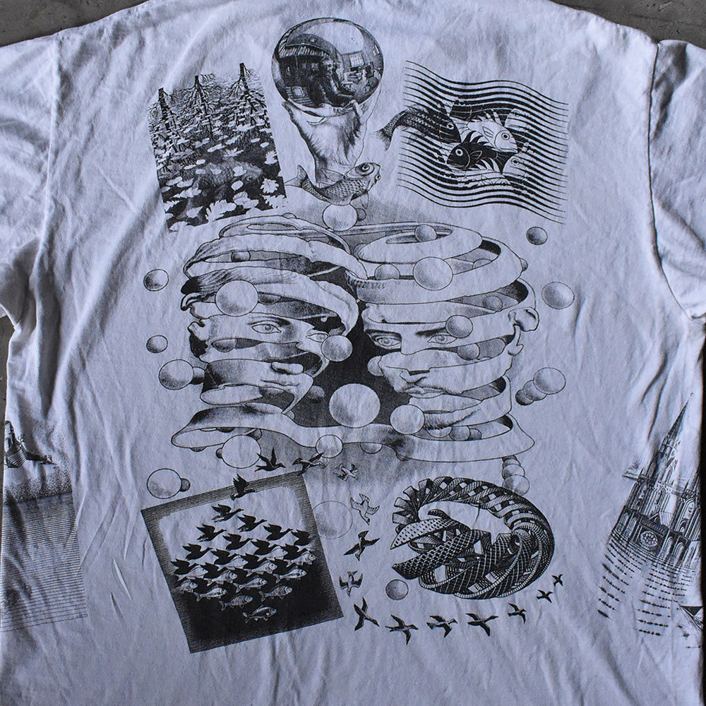 90's M.C.ESCHER マルチプリント! アートTシャツ USA製 240225H