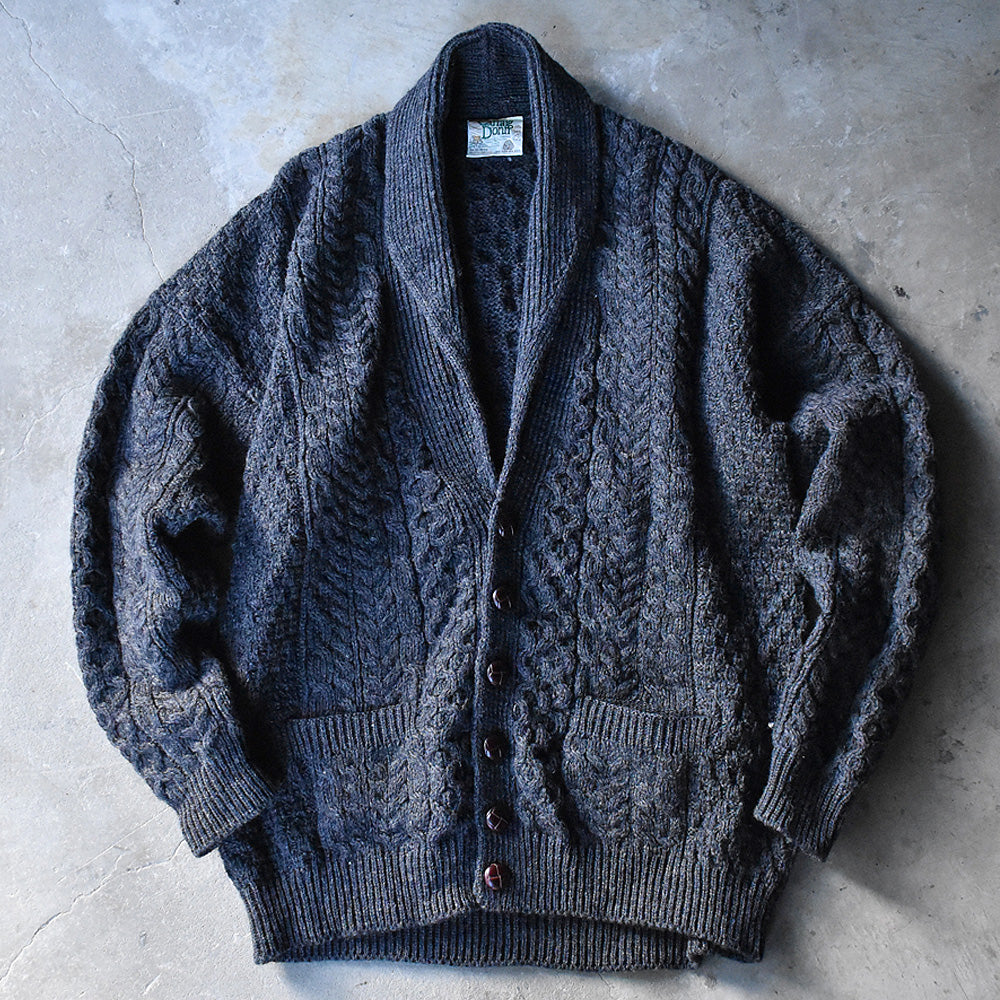 80’s CARRAIG DONN フィッシャーマン アランニット ショールカラーカーディガン アイルランド製 231223
