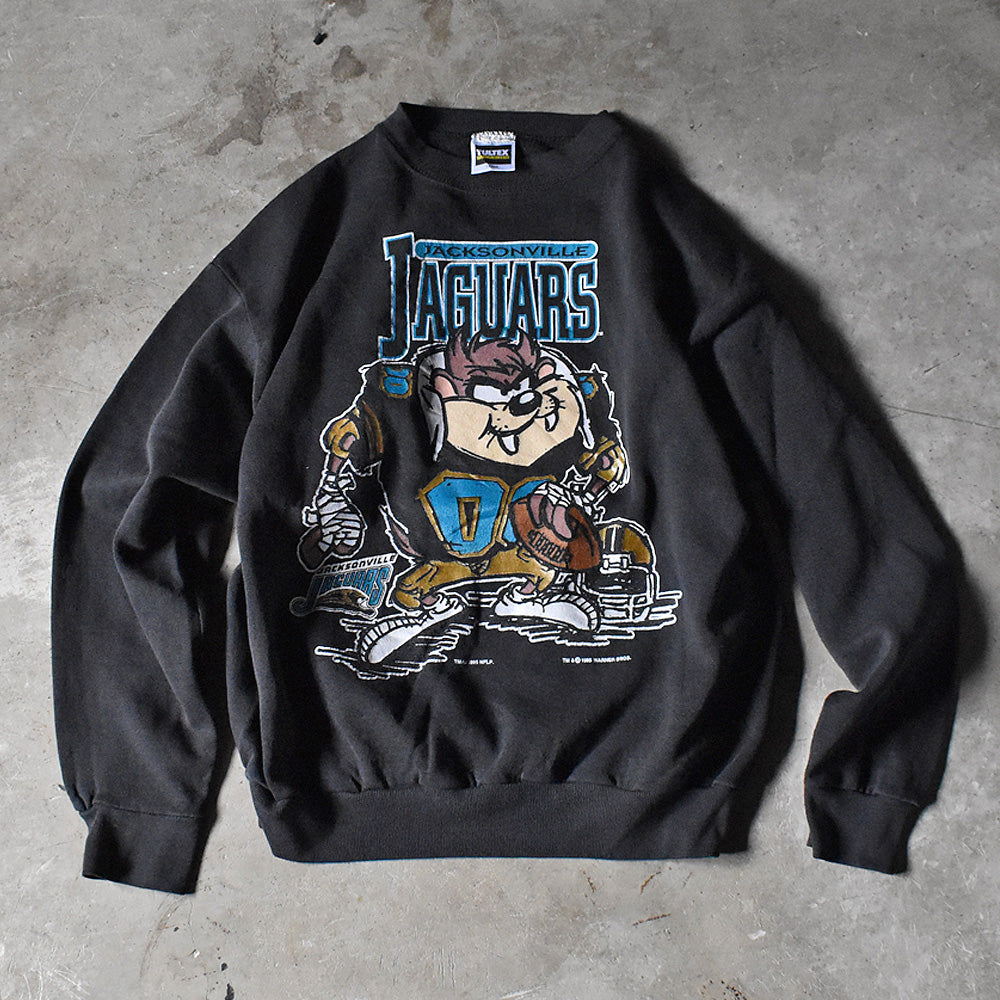 90’s Looney Tunes “NFL Jacksonville Jaguars × TAZ” キャラ スウェット USA製 241127