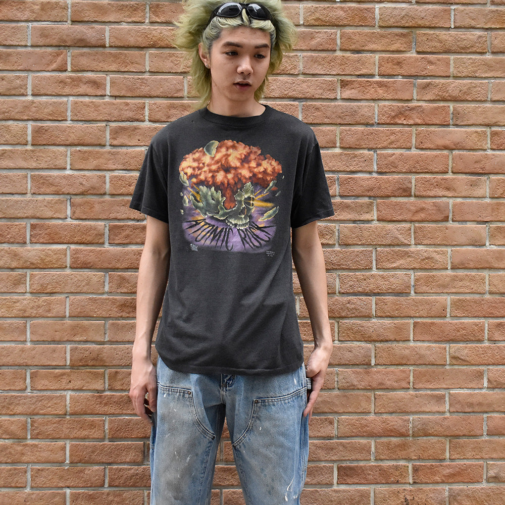 80's 3D EMBLEM “ATOMIC ROCK“ Skull Tシャツ USA製 250526H