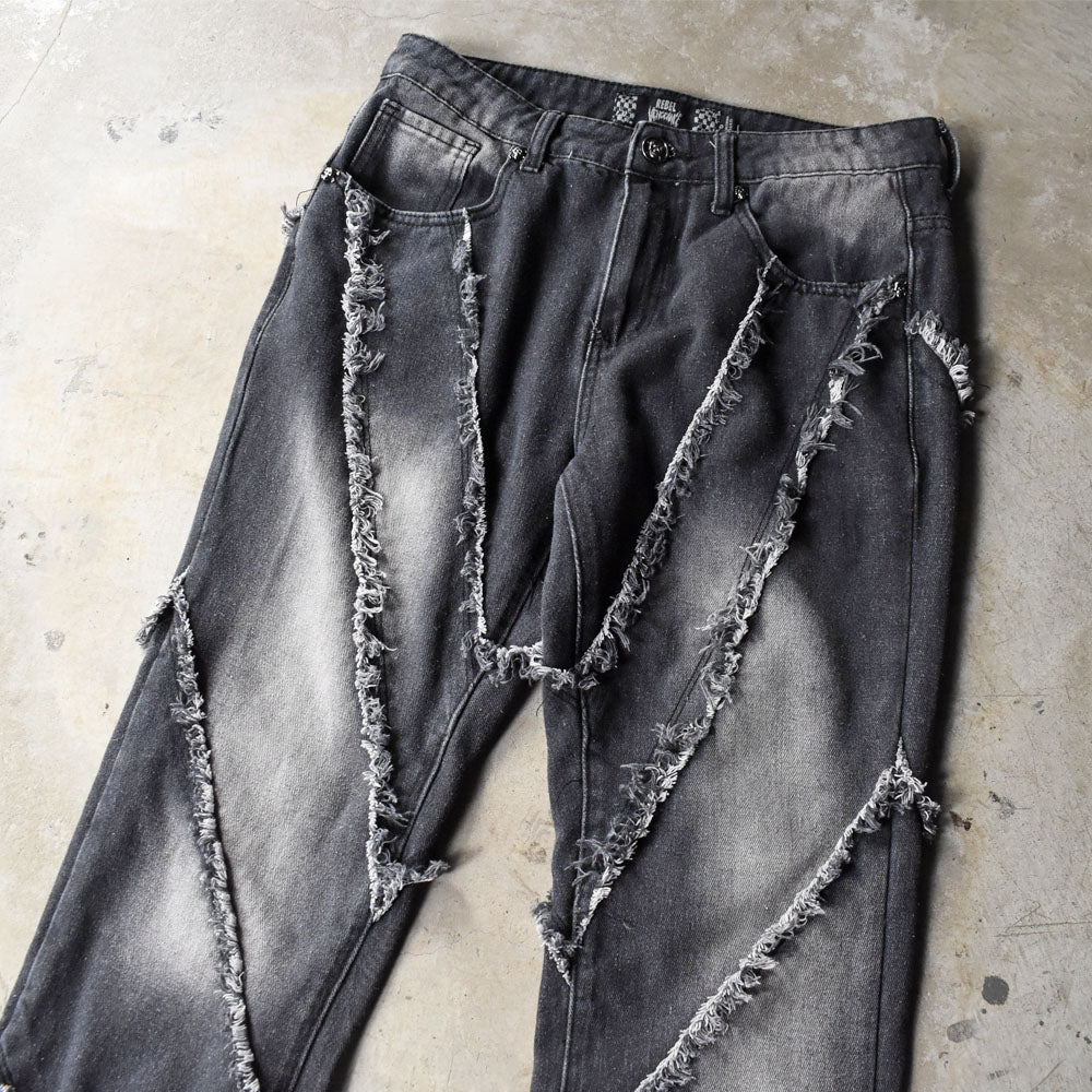 Y2K REBEL VENGEANCE Gothic Fringe フレアパンツ 250919H