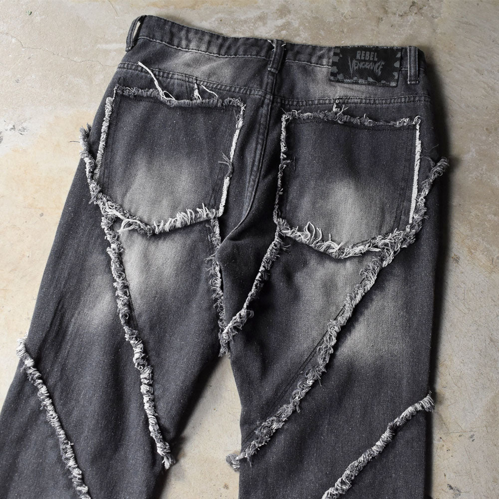 Y2K REBEL VENGEANCE Gothic Fringe フレアパンツ 250919H