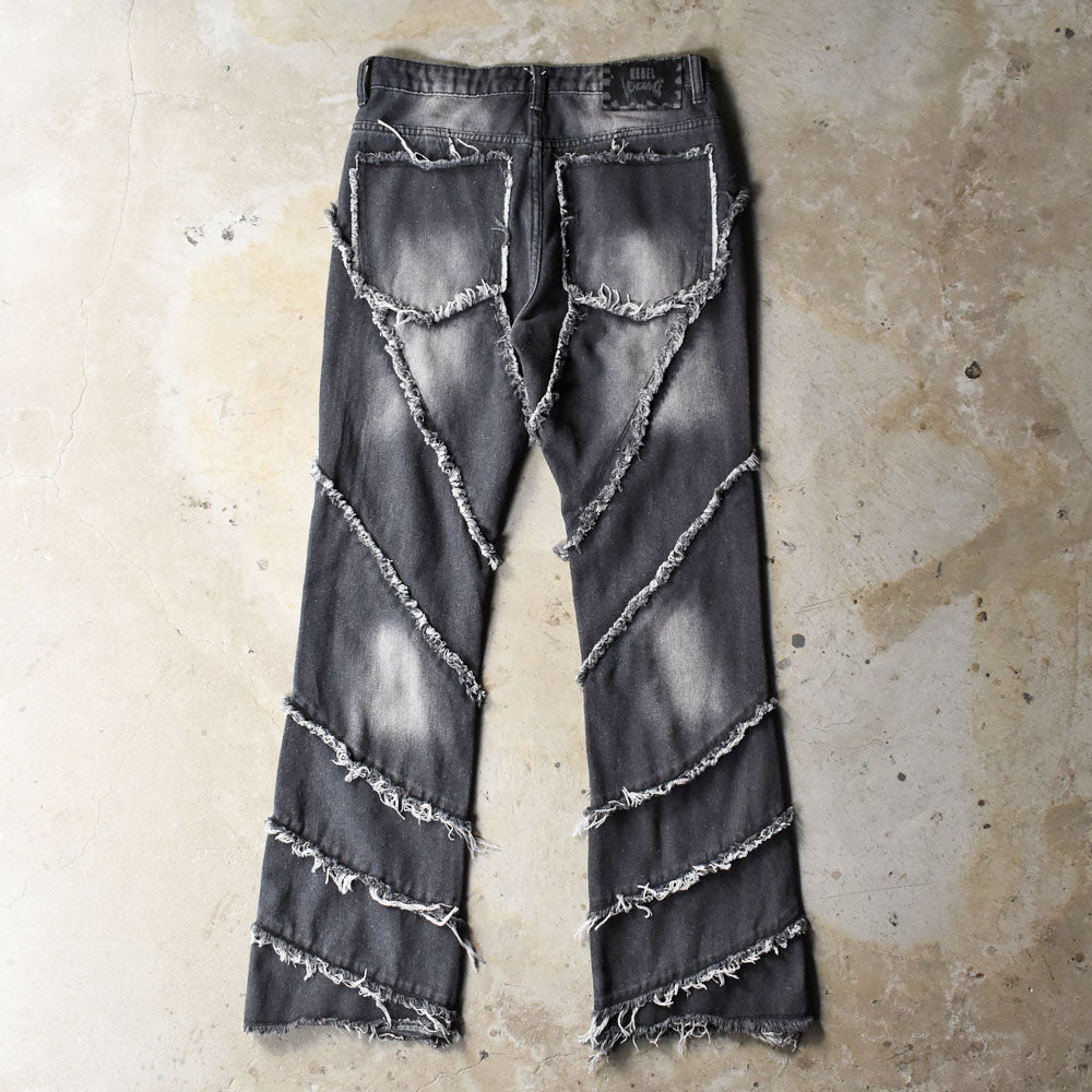 Y2K REBEL VENGEANCE Gothic Fringe フレアパンツ 250919H