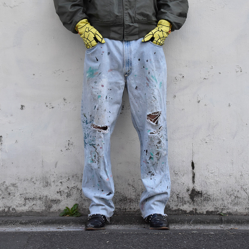 Y2K グランジ!ペンキ ダメージ Levi's 560 ルーズフィット テーパード デニムパンツ USA製 241225H