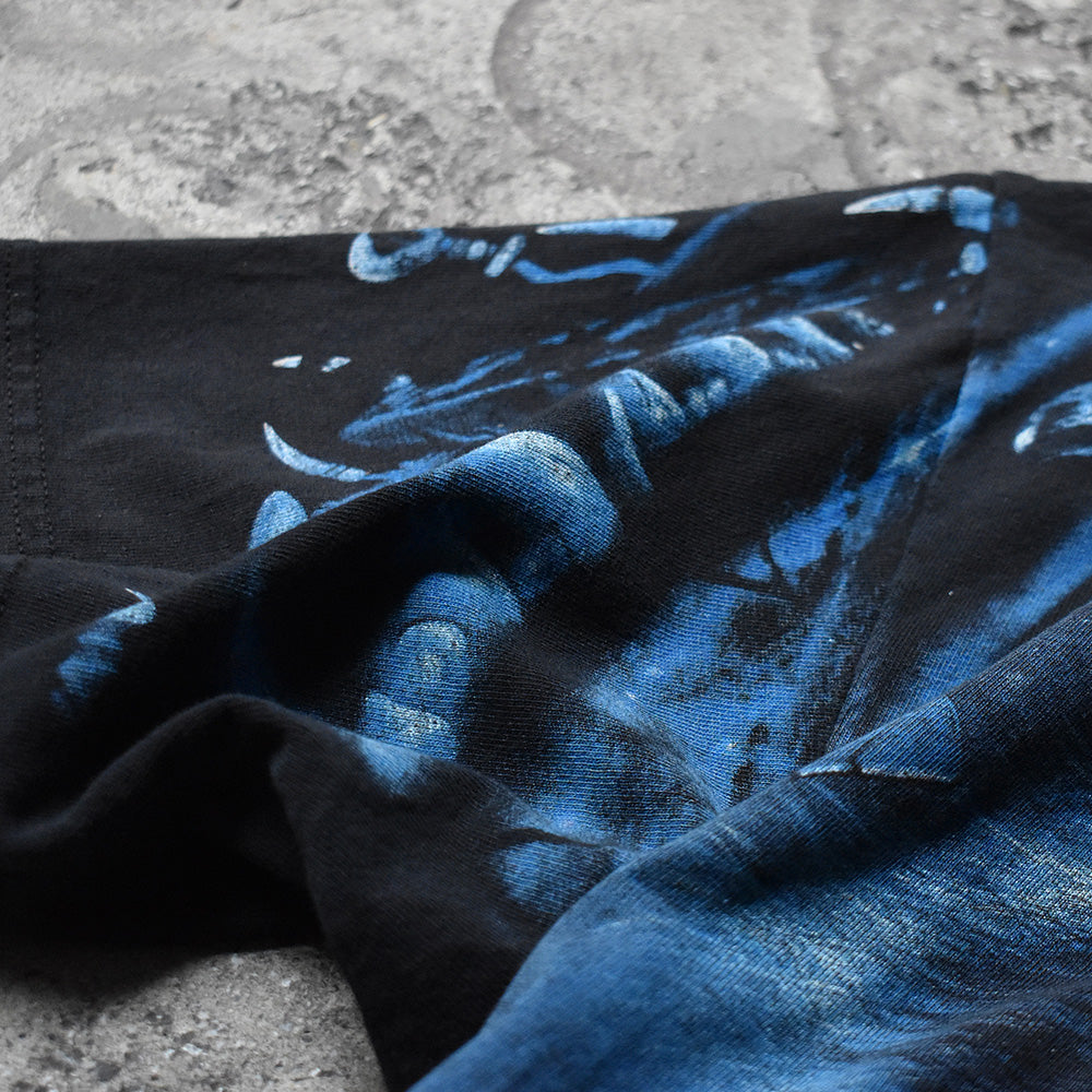 Y2K LIQUID BLUE “wolf” AOP! アニマル Tシャツ 230524H