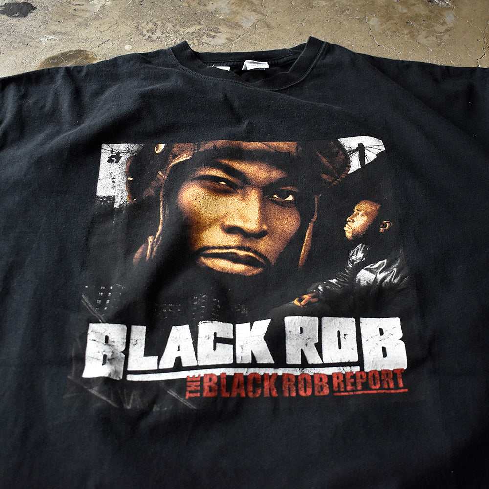 Y2K Black Rob “BLACK ROB / THE BLACK ROB REPORT” Rap ロック Tシャツ 240802H