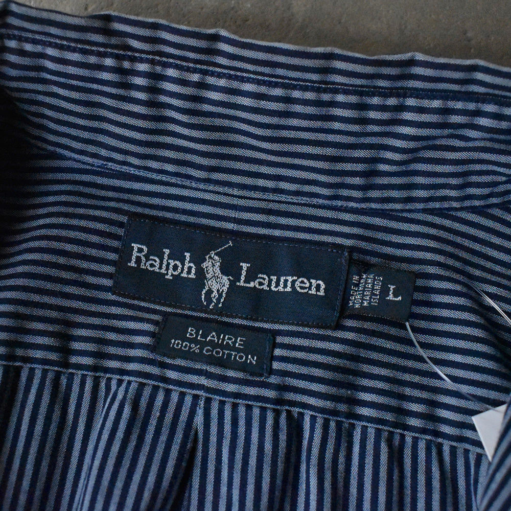 90's Ralph Lauren “BLAIRE” ストライプ 半袖 ボタンダウンシャツ 240425 S2088