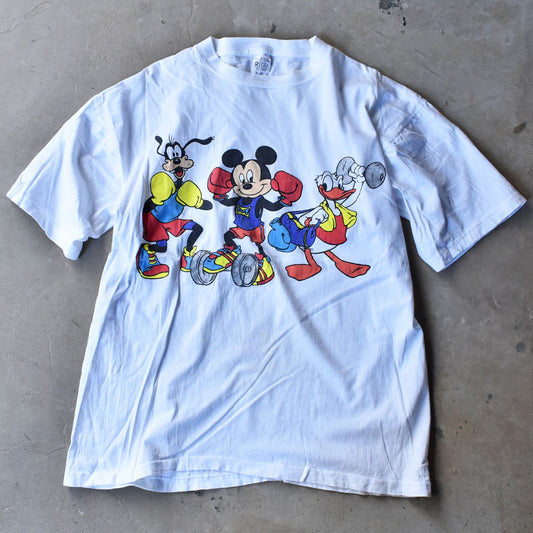 90’s Disney ”Mickey/goofy/Donald” キャラ Tシャツ 240426