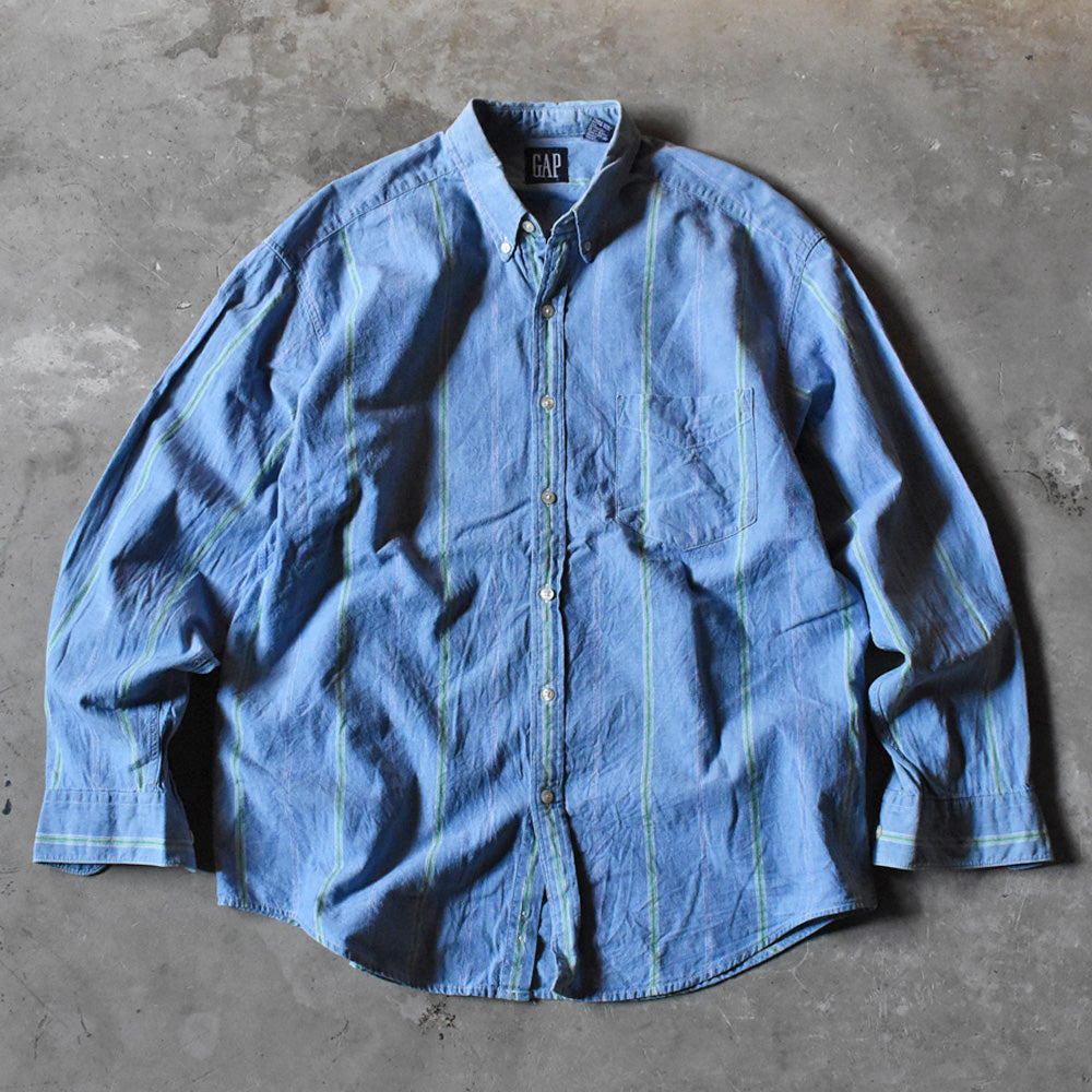90’s GAP ストライプ シャンブレー ボタンダウンシャツ 250124H