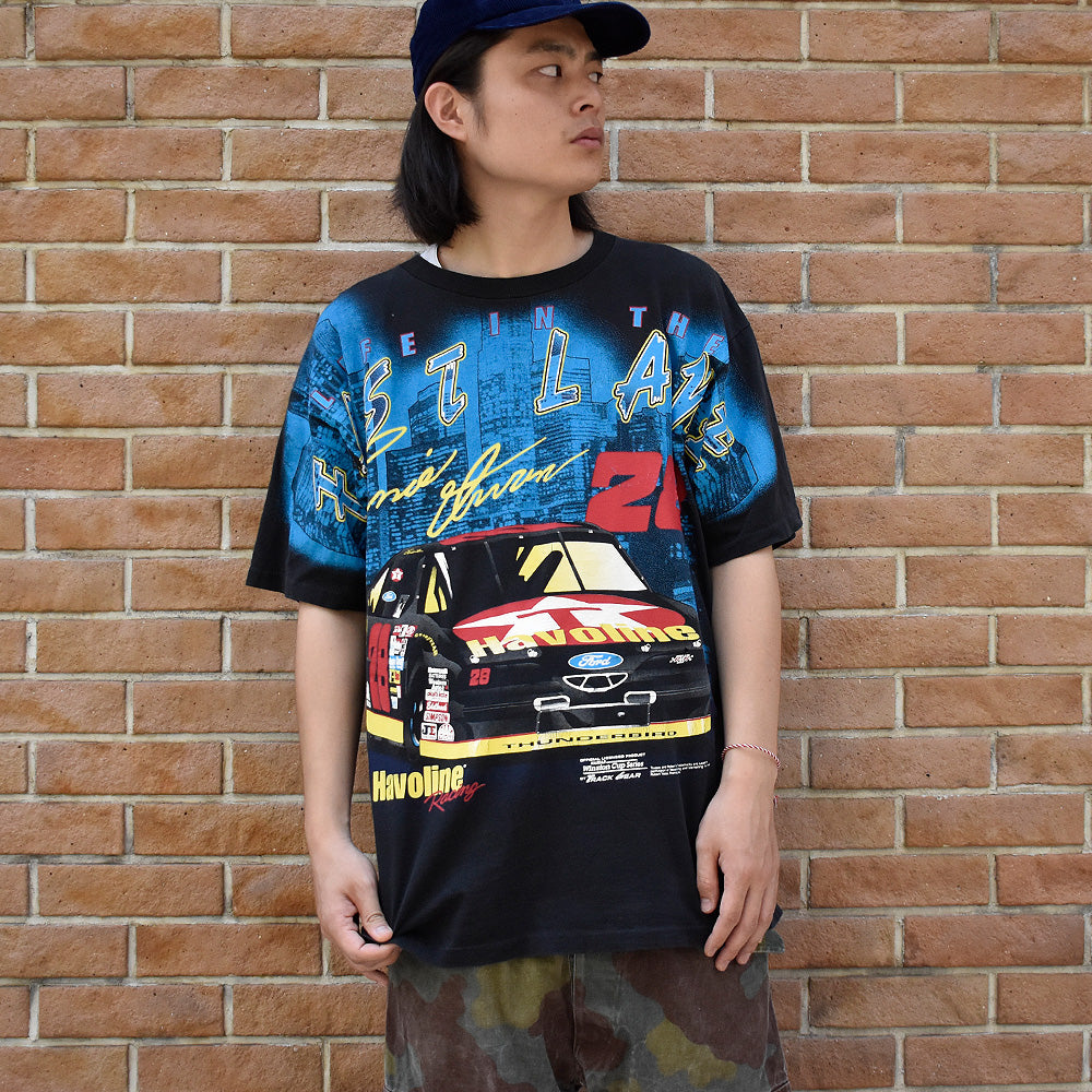 90's LOGO ATHLETIC "Ernie Irvan #28" AOP! レーシング Tシャツ 240728H