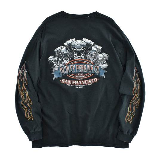 Y2K Harley-Davidson フレイムパターン バイク ロンT USA製 260602H