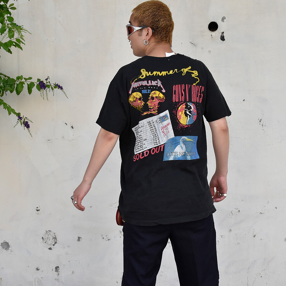 90's “GUNS N' ROSES×METALLICA“ and Faith No More Summer of '92 Tour ロック Tシャツ 250803H