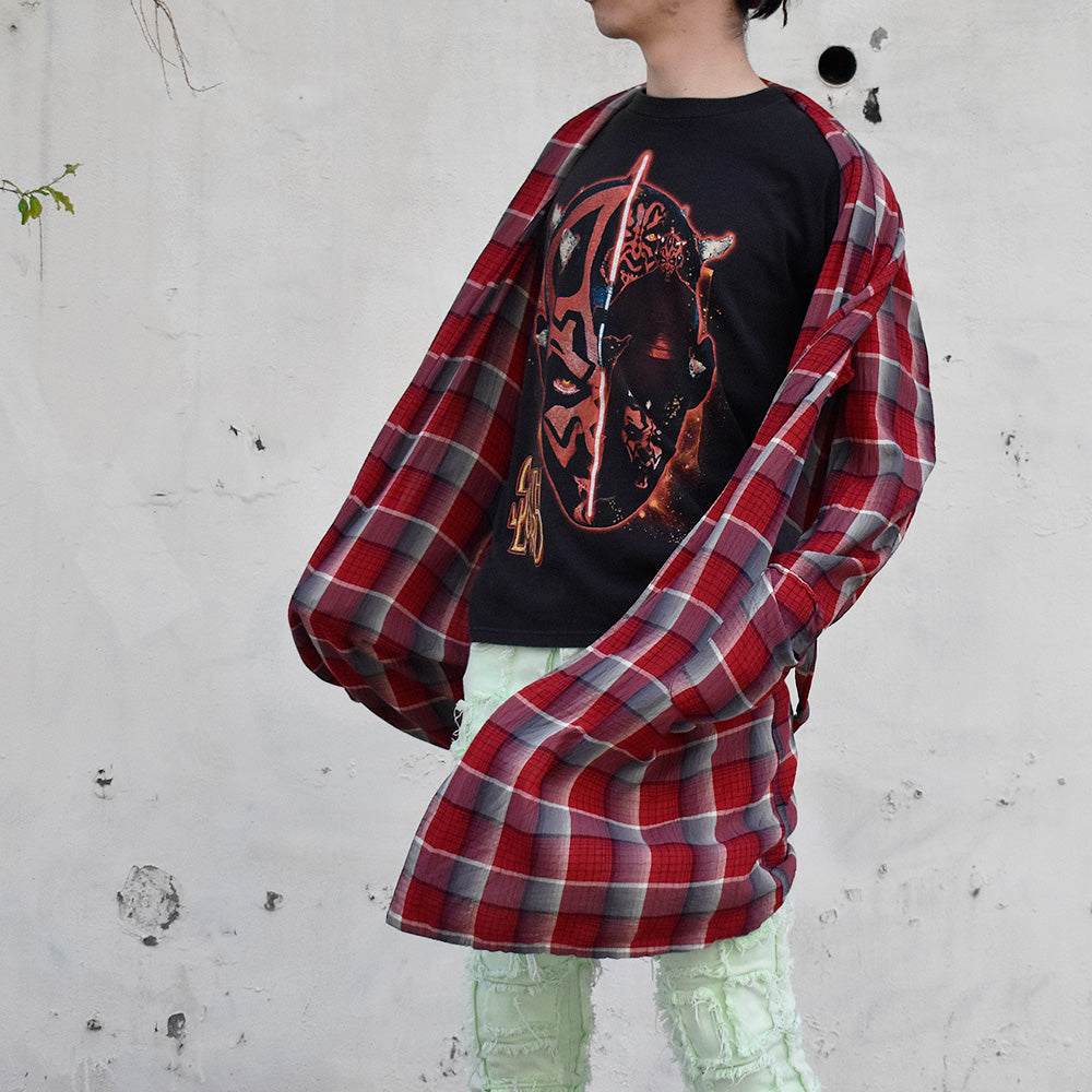 60's チェック柄 レーヨンガウン ローブ 250331H