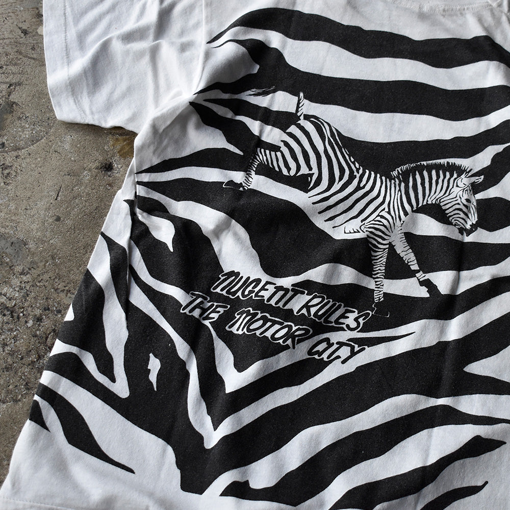 90's Ted Nugent “Kiss My Ass” ゼブラ柄 ロック Tシャツ 250725H