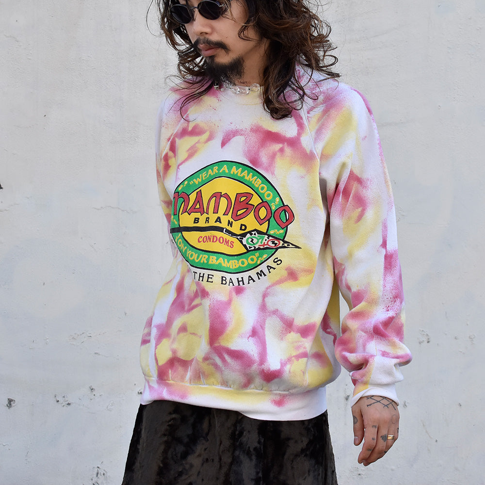 90’s “Mamboo Brand Condoms” タイダイ ジョーク スウェット USA製 231201H