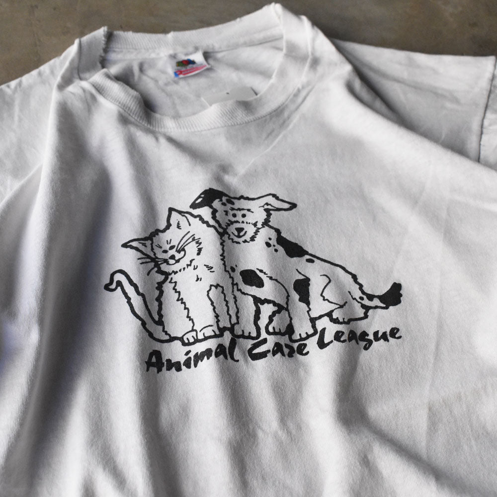90’s Fruit of the Loom ”Animal Care League” 両面プリント アニマルプリント Tシャツ 240507