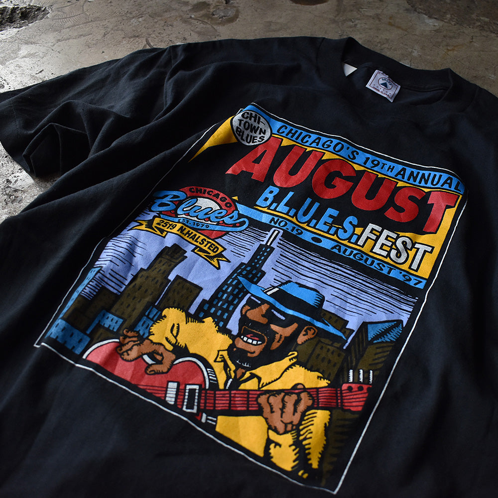 90's "AUGUST B.L.U.E.S FEST" ブルース フェス Tシャツ 230712H