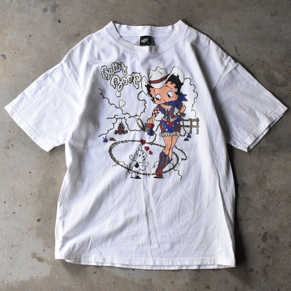 90's “Betty Boop” カウガール ラメプリント キャラTシャツ USA製 240529
