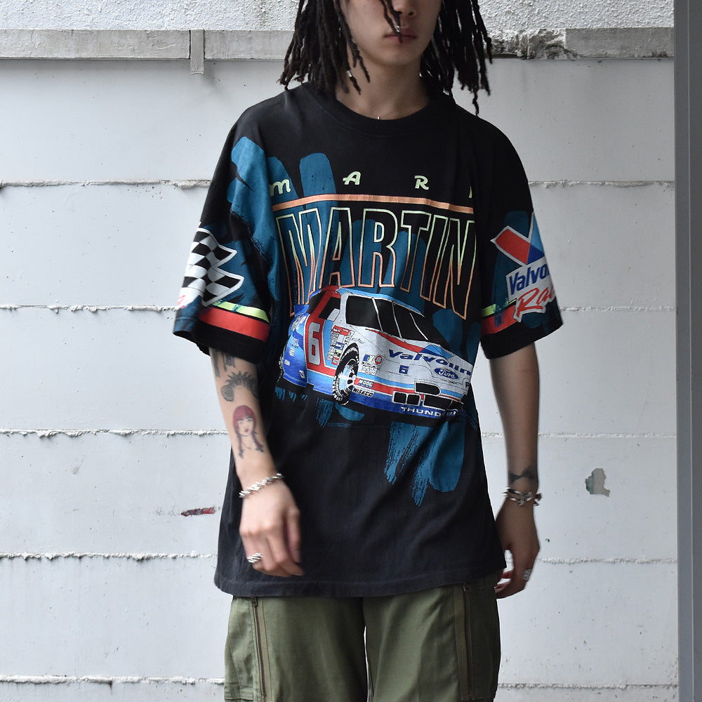 90's AOP! Racing Tee USA製 230524H