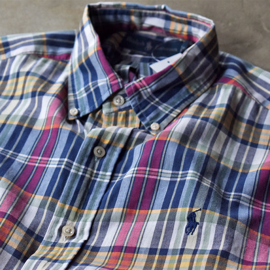 90's Ralph Lauren “CLASSIC FIT” マドラスチェック 半袖 ボタンダウンシャツ 240427 S2090