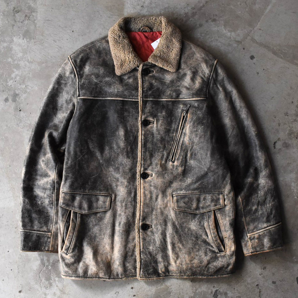 90's Trapper レザージャケット カーコート 鬼フェード 251118H