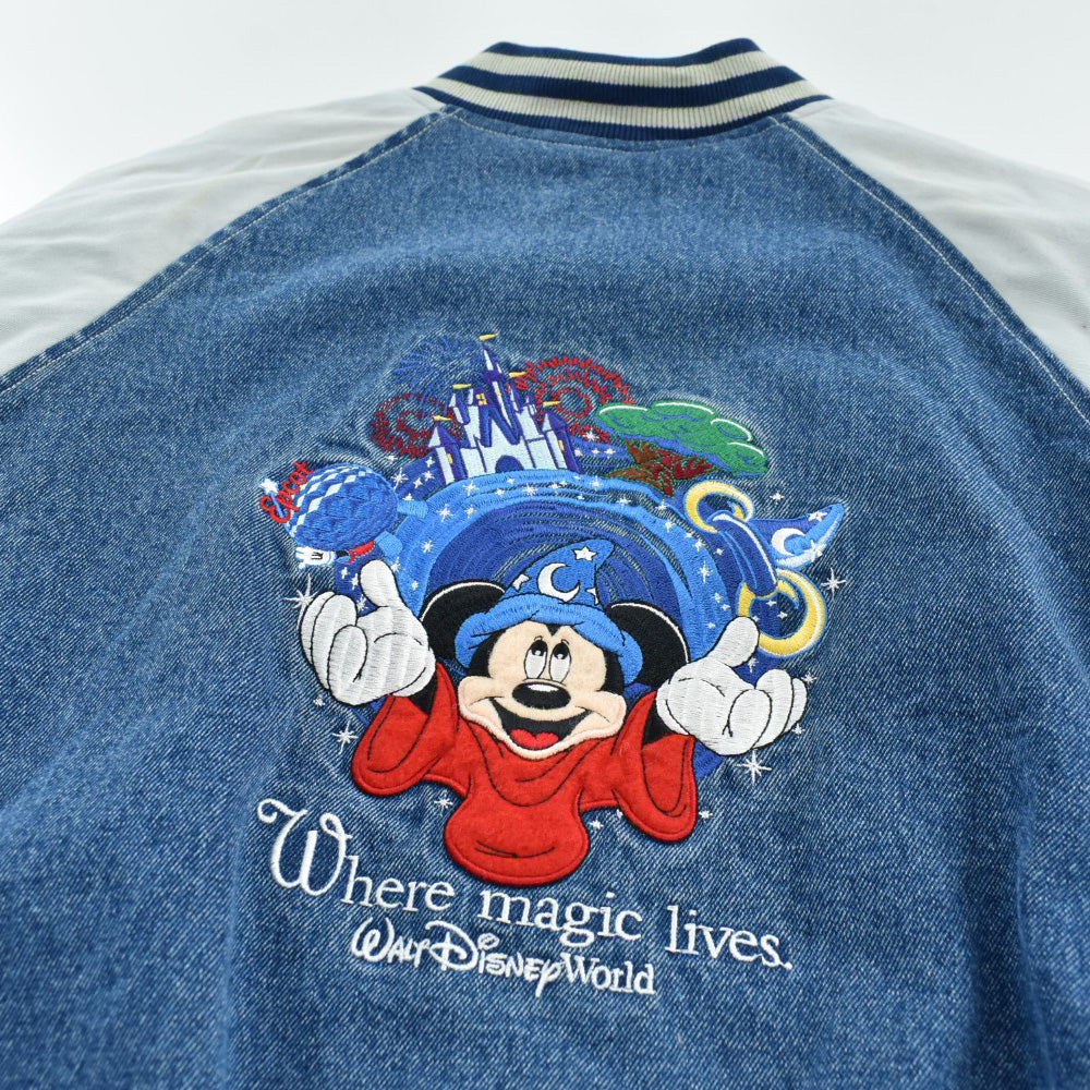 Y2K Disney Walt Disney World "ファンタジア" ミッキー デニムスタジャン 261023H