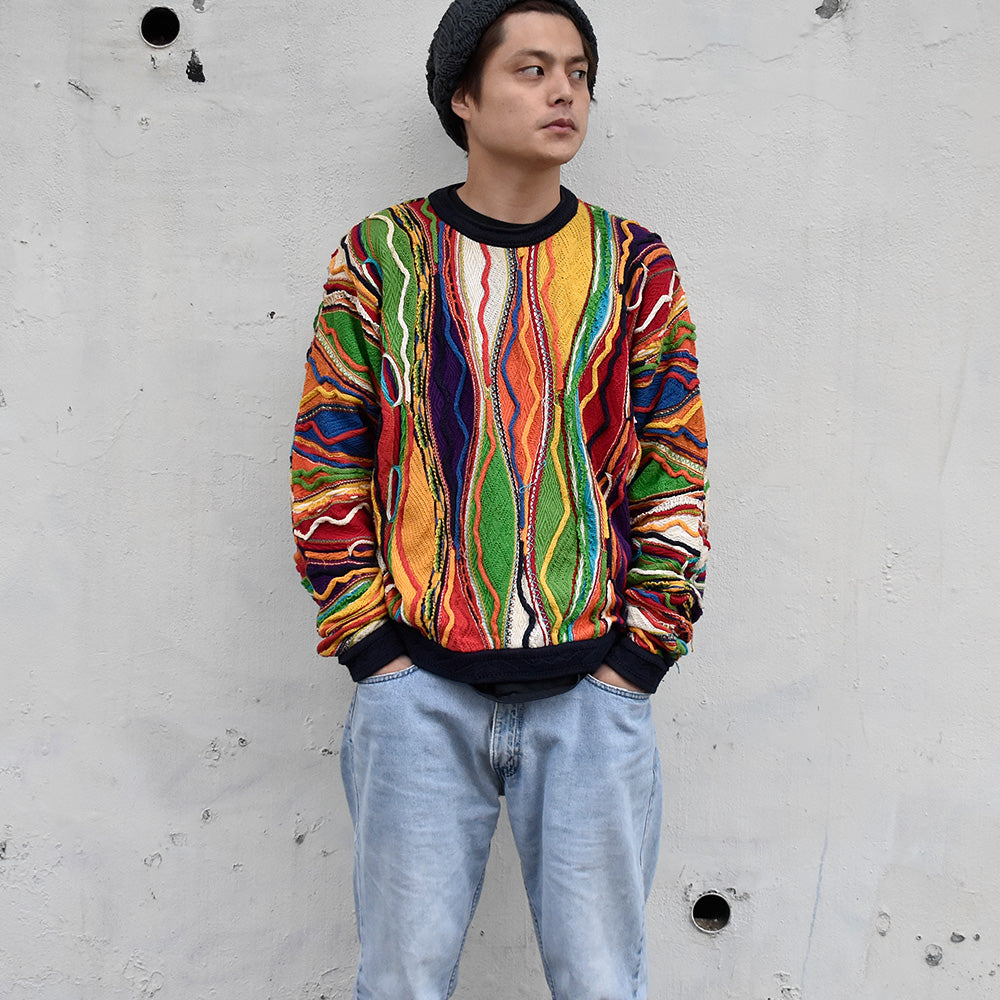 90's COOGI 3D立体編み コットン ニットセーター オーストラリア製 241109H