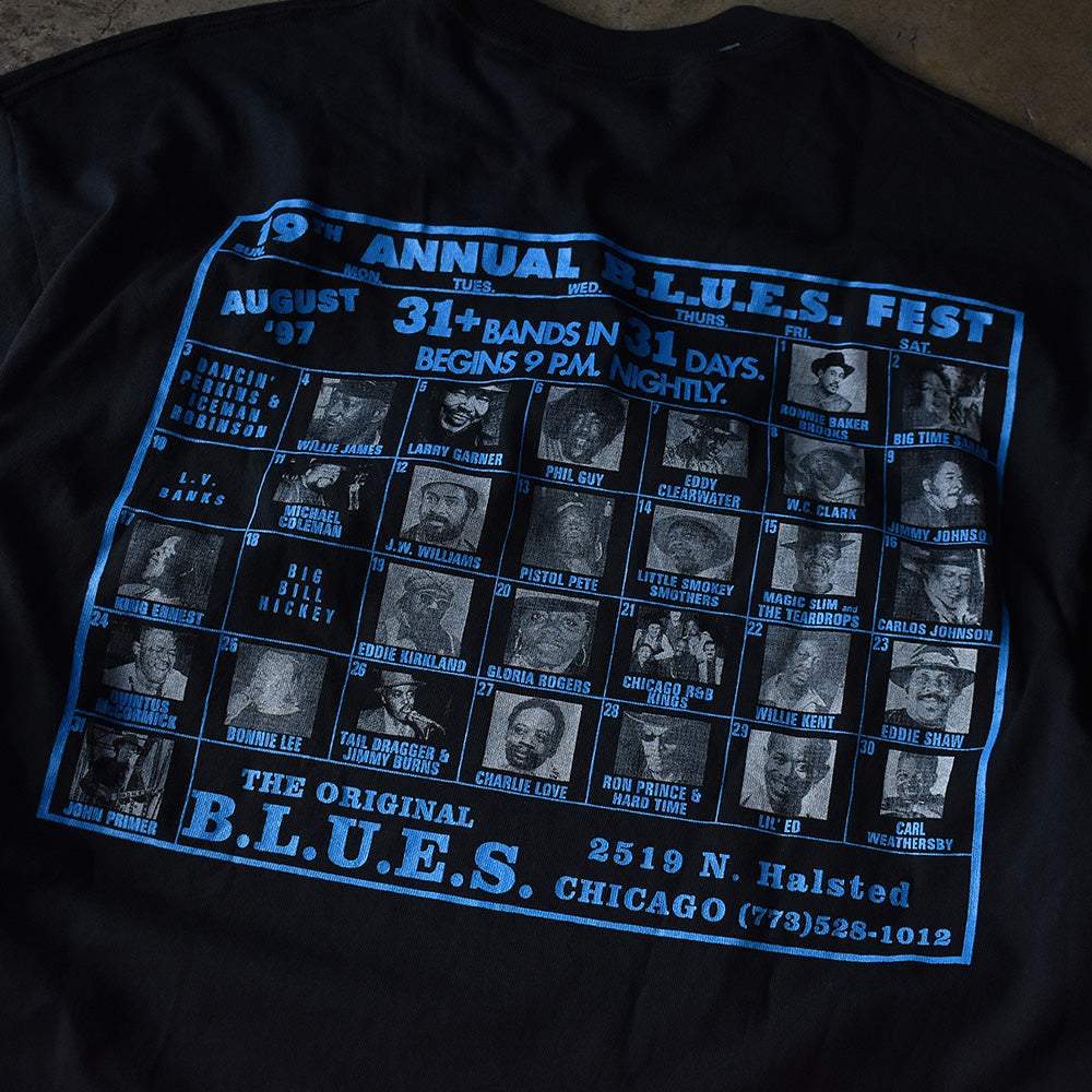 90's "AUGUST B.L.U.E.S FEST" ブルース フェス Tシャツ 230712H