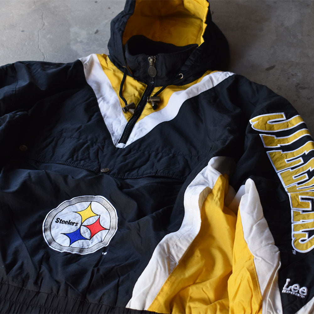 90’s Lee SPORTS “NFL Pittsburgh Steelers” 中綿入り フード ナイロンプルオーバー 240111
