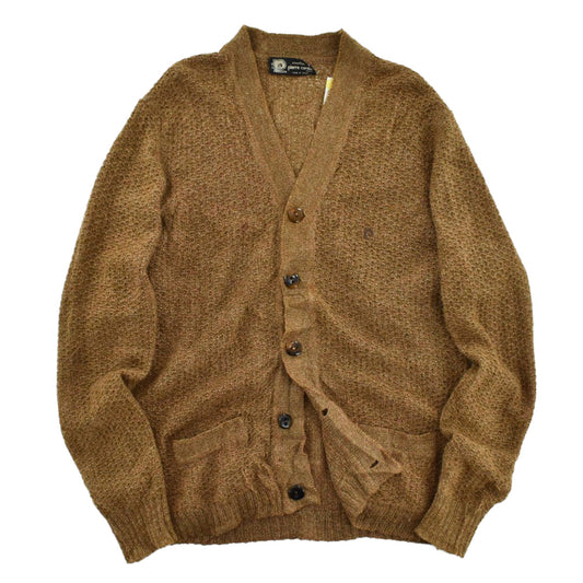 70’s Pierre Cardin ピエールカルダン ニット カーディガン マスタード Vネック ロゴ刺繍 スペイン製