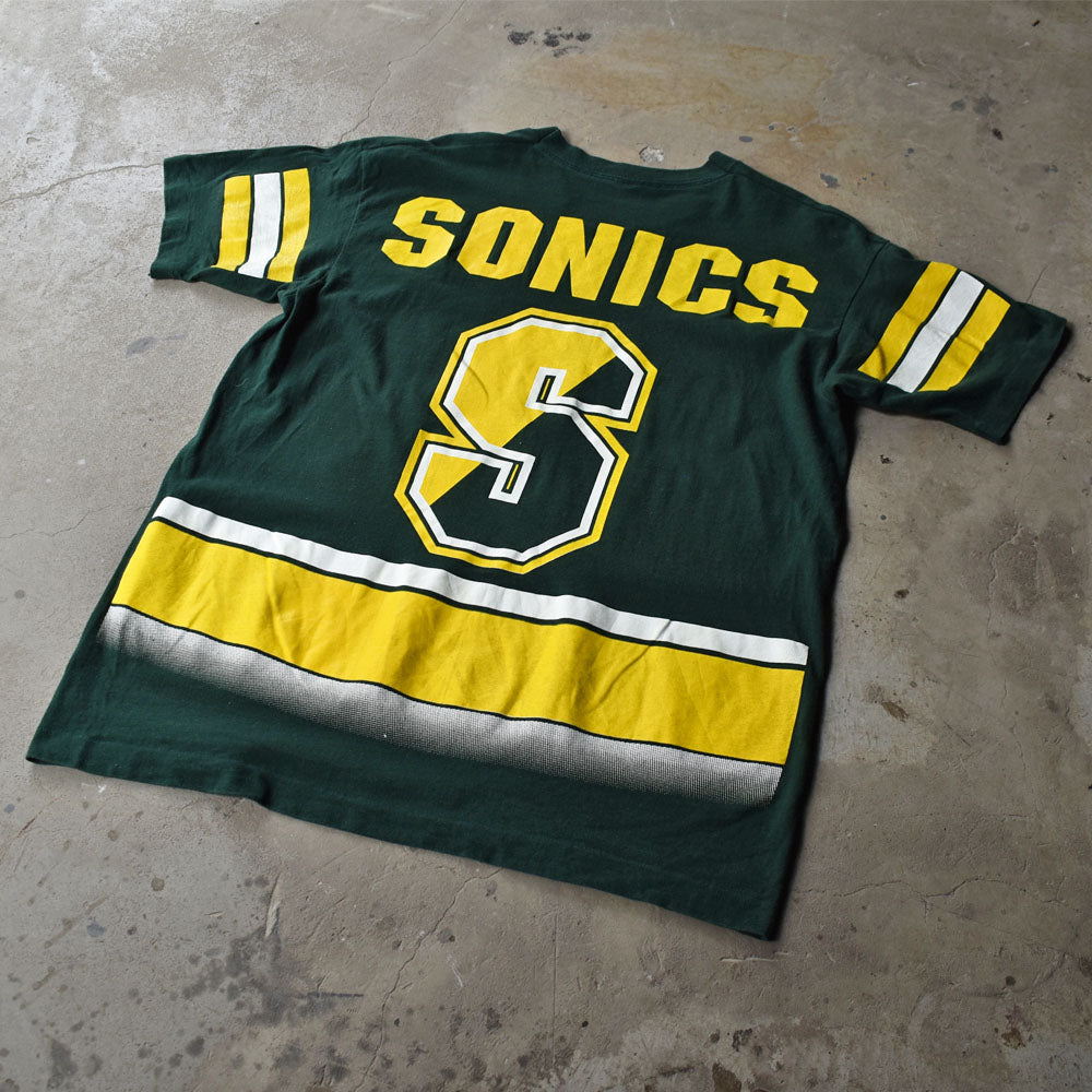 90's "NBA Seattle Supersonics/シアトル・スーパーソニックス" AOP!ゲーム Tシャツ USA製 230617