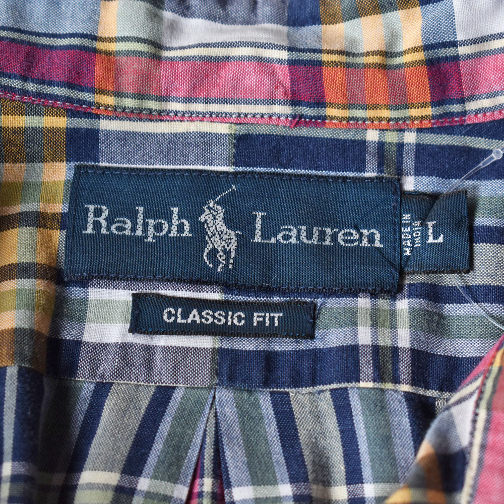 90's Ralph Lauren “CLASSIC FIT” マドラスチェック 半袖 ボタンダウンシャツ 240427 S2090