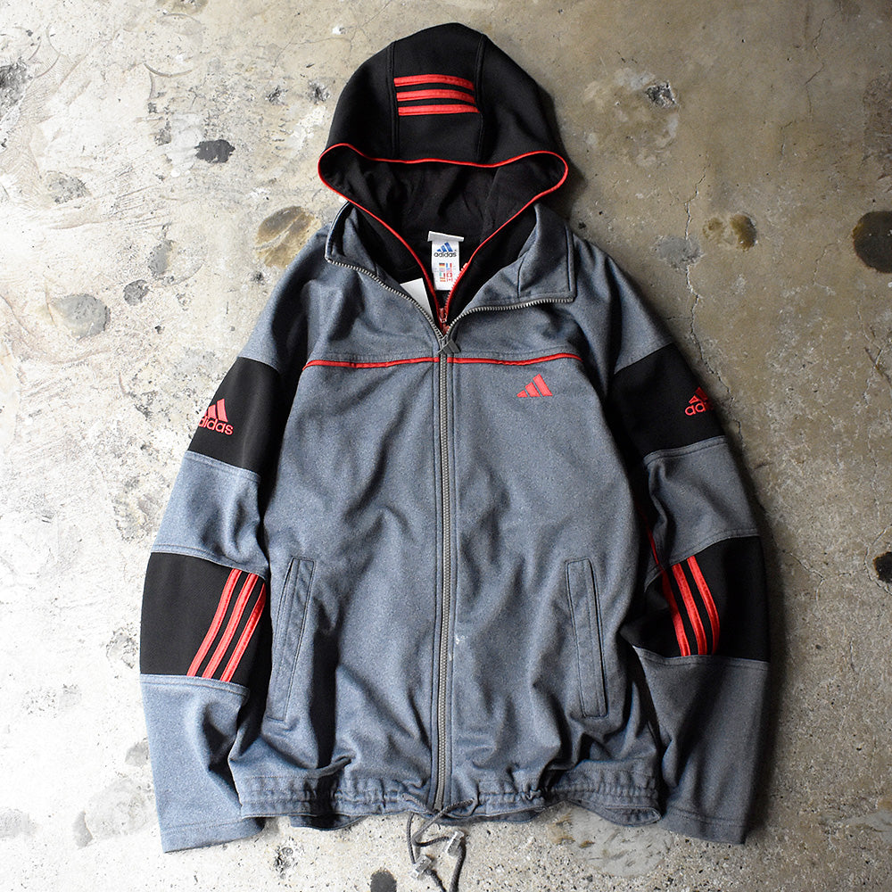 90's～Y2K adidas レイヤードタイプ フード付き トラックジャケット