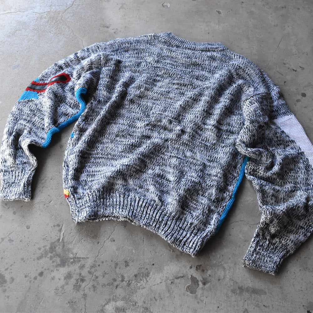 80's FAX 総柄 アクリルニット デザインセーター 240118