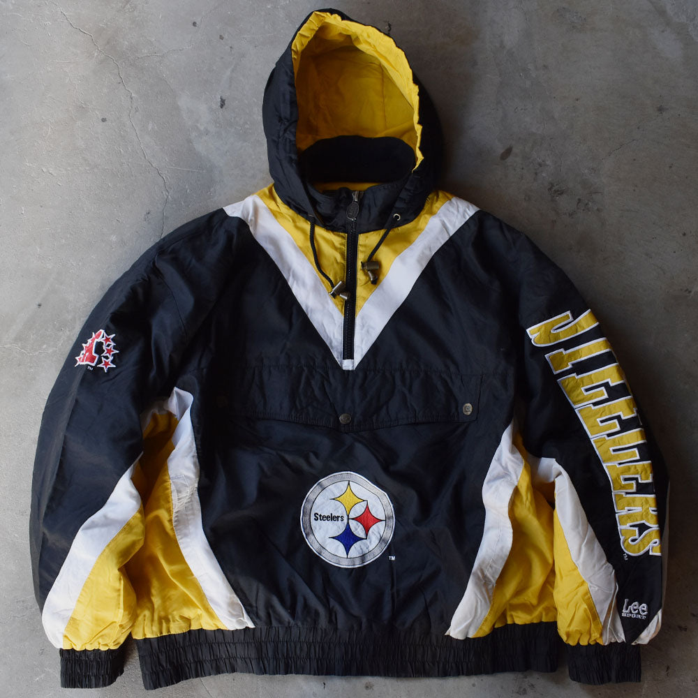 90’s Lee SPORTS “NFL Pittsburgh Steelers” 中綿入り フード ナイロンプルオーバー 240111