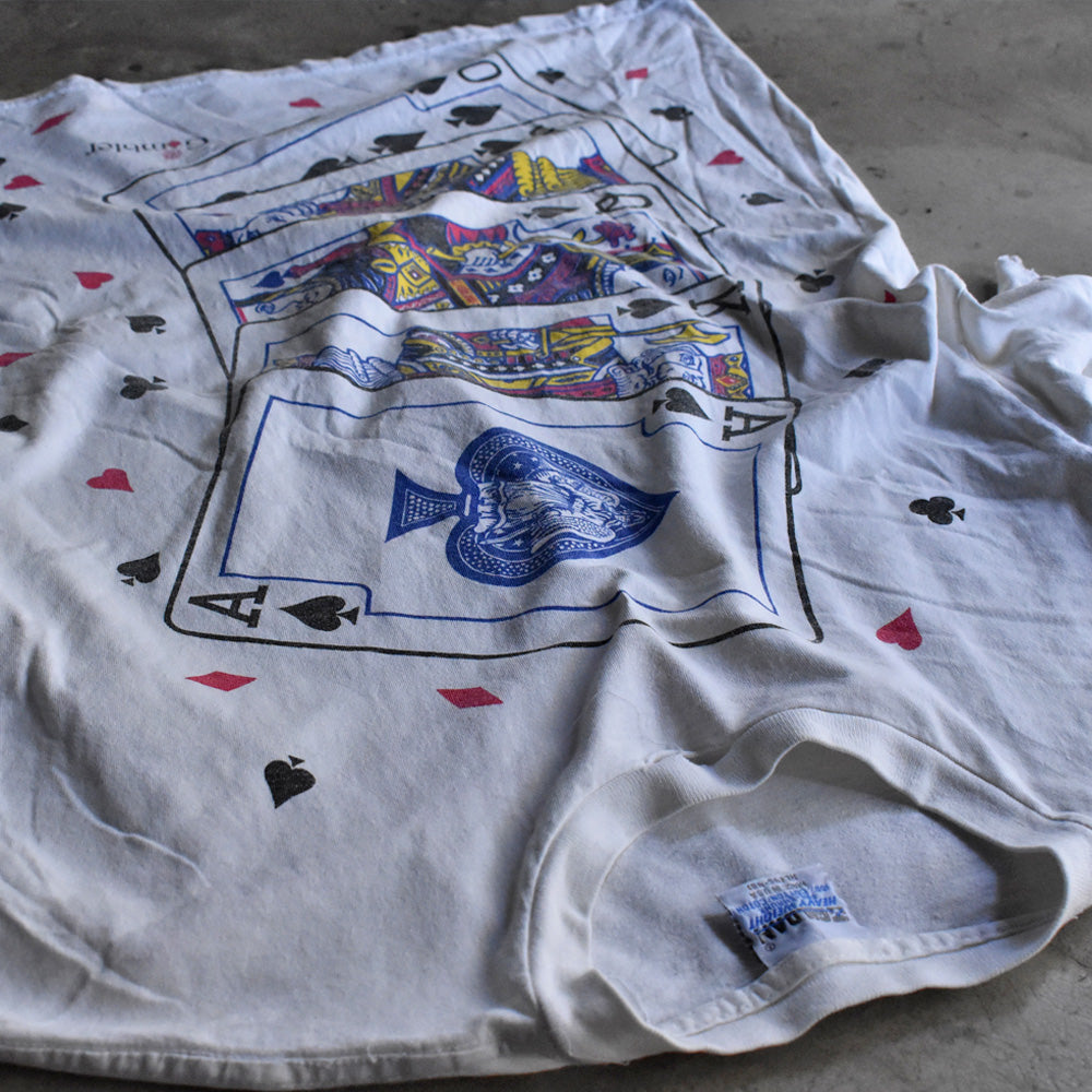 90's GILDAN ”the Gambler” 大判プリント トランプ Tシャツ USA製 240511