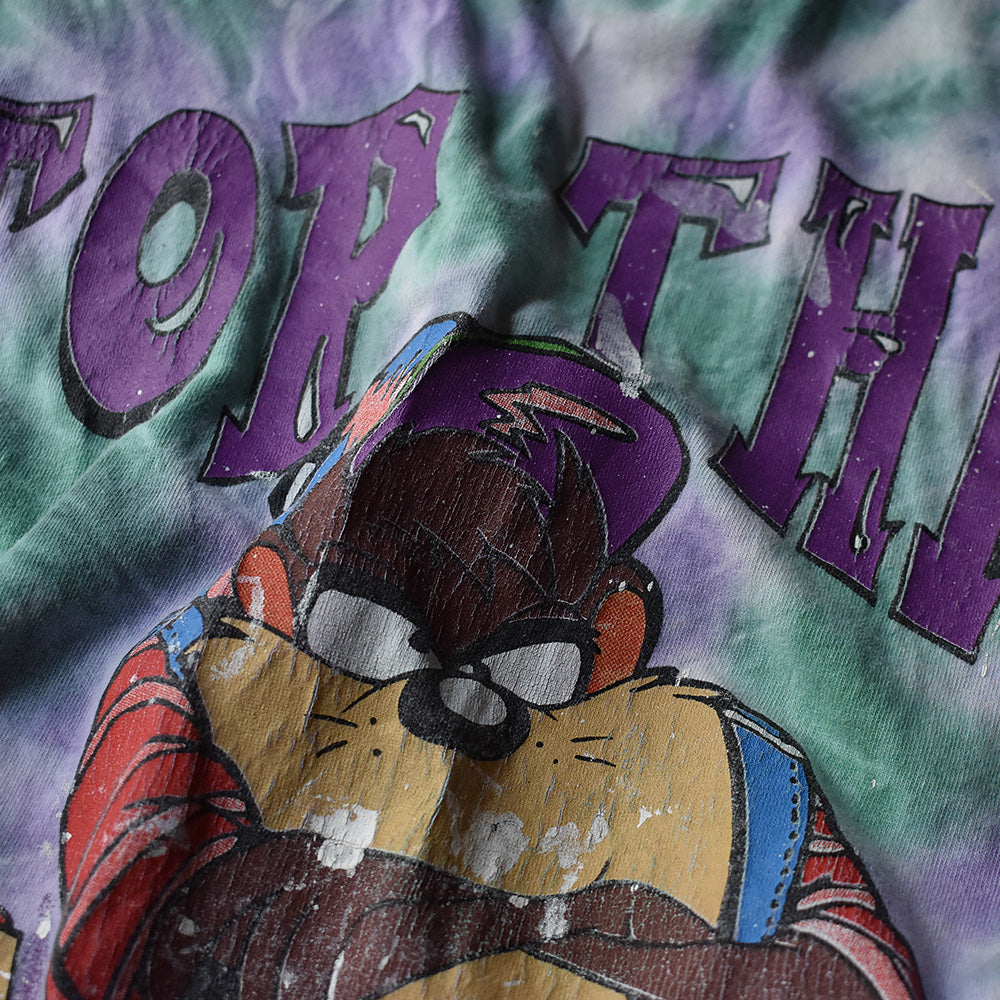 90's Looney Tunes "Tasmanian Devil" 海外アニメ キャラ タイダイ Tシャツ 230522H