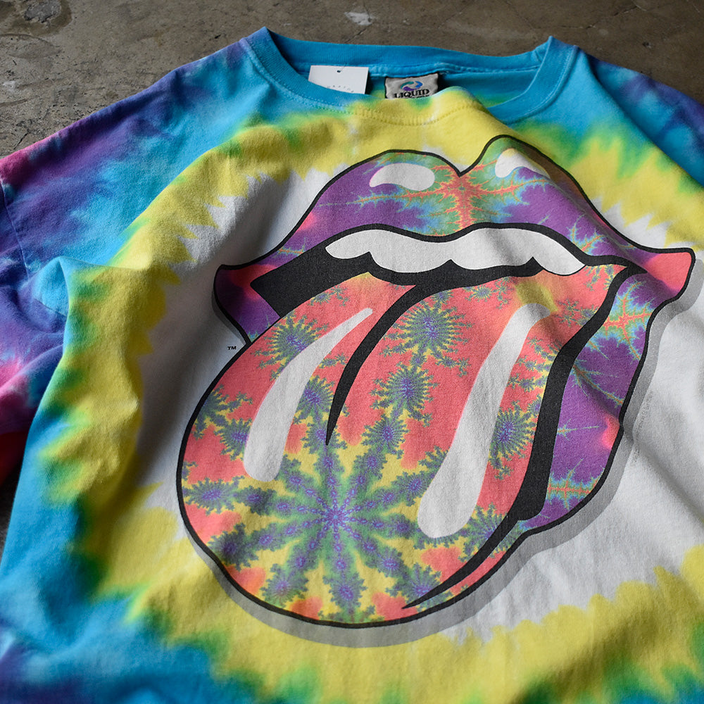 Y2K The Rolling Stones×LIQUID BLUE サイケロゴ! タイダイ Tシャツ 240708H