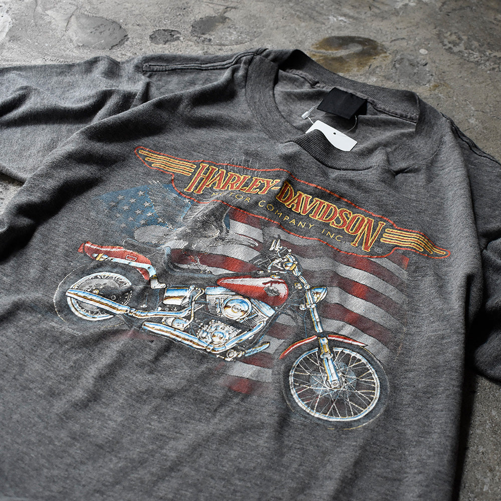80's Harley-Davidson/ハーレー・ダビッドソン "ハーレー×星条旗" Tee 3D EMBLEM USA製 230811H
