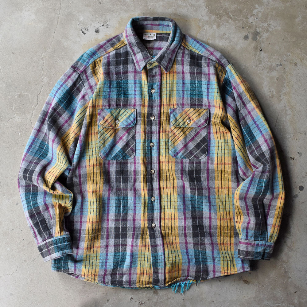 90’s FIVE BROTHER ヘビーフランネルシャツ グレー×マルチチェック 251007H