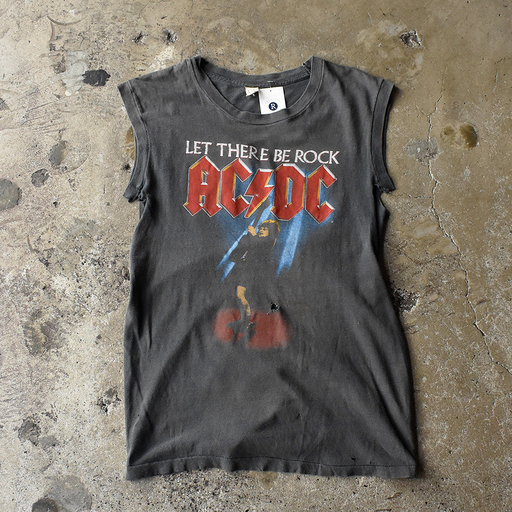 80's AC/DC “Let There Be Rock“ World Tour ノースリーブ ロック Tシャツ 250805H