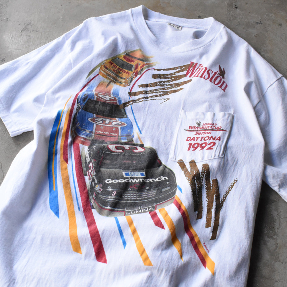 90's NASCAR WINSTON CUP 1992 レーシングプリント ポケットTシャツ USA製 250512