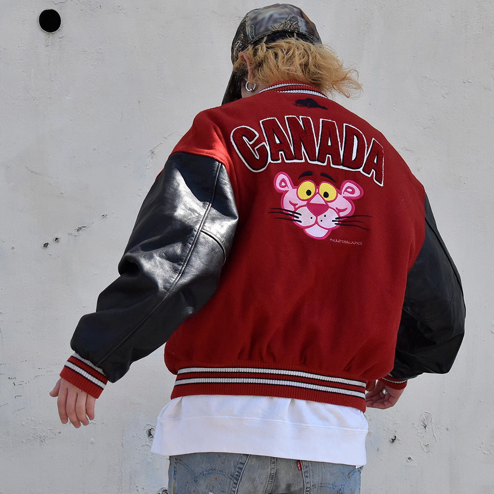90's ROOTS “Pink Panther” レザー切り替えアワードジャケット 240312H